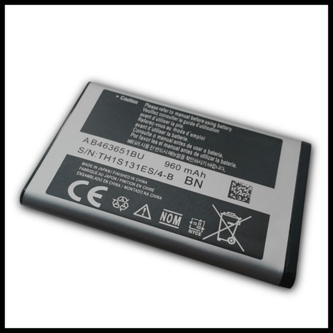 AB463651BU Battery For Samsung S5610 W559 S5620 S5630C C3200 F339 S5296 C3322 C3530 Battery AB463651BE AB463651BU ► Photo 1/1