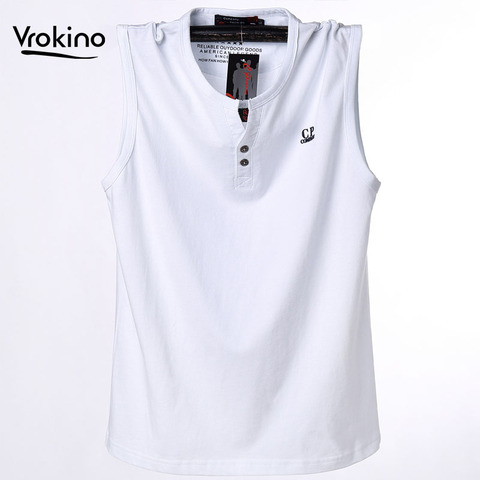 2022 Men's Summer Cotton Large Size Vest Casual Breathable Cutout Sleeveless T-Shirt Men's Loose Solid Color Summer Vest 5XL 6XL ► Photo 1/6