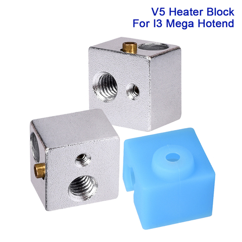 V5 Heater Block Aluminum Block Original V5 Silicone Sock For V5 J-head I3 Mega Hotend Mega-S 12V/24V 3D Printer Parts Extruder ► Photo 1/6