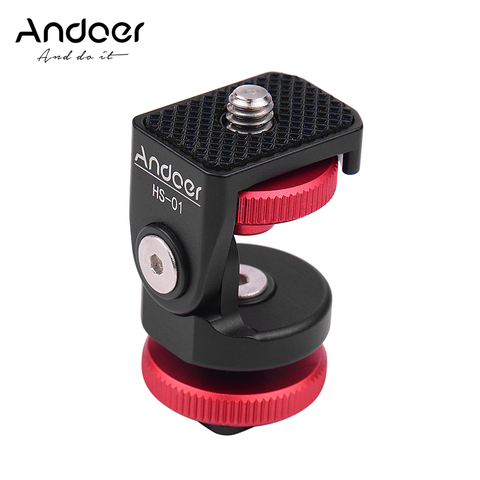 Andoer HS-01 Cold Shoe Mount Adapter Bracket Holder Aluminum Alloy with 1/4 Inch Screw for LED Light Video Monitor DSLR Camera ► Photo 1/6