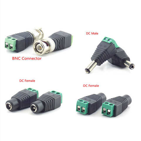 1/2/10pcs 12V DC Male DC Female Plug BNC Connector Plug CCTV DC Power Cable 2.1 x 5.5mm Male BNC Adapter for Led Strip Light ► Photo 1/6