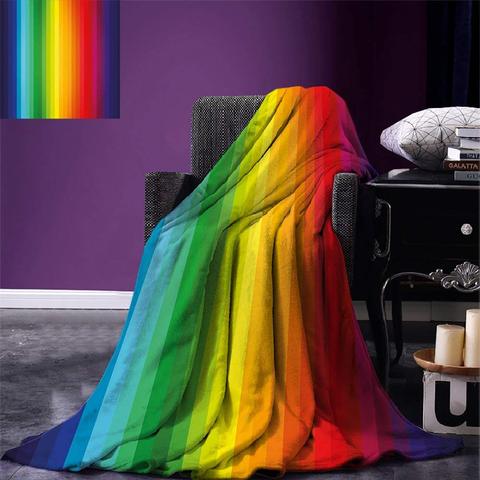 Rainbow Throw Blanket Rainbow Inspired Vertical Lines Pattern Spectrum of Colors Abstract Art Palette Flannel Blanket ► Photo 1/5