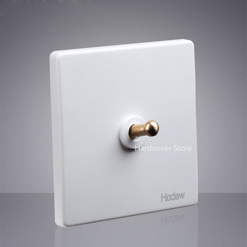 High Quality 86 Retro White Wall Lamp Brass Toggle Switch Outlet Single Dual Control 2 Way Light Switch Socket Panel ► Photo 1/6