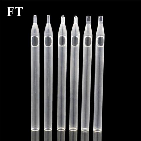 New White Clearly 50PCS 5/7/9/11F Tattoo Long Tips Flat Size Disposable Plastic Long Tattoo Tips Nozzle Tube For Tattoo Supplies ► Photo 1/2