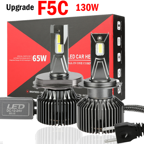 F5C LED HeadLight Bulbs 130W H11 H7 H8 9005 9006 H1 H4 12000Lm 6500K CSP Chips Super Bright CANBUS Car Accessories 12V-24V ► Photo 1/6
