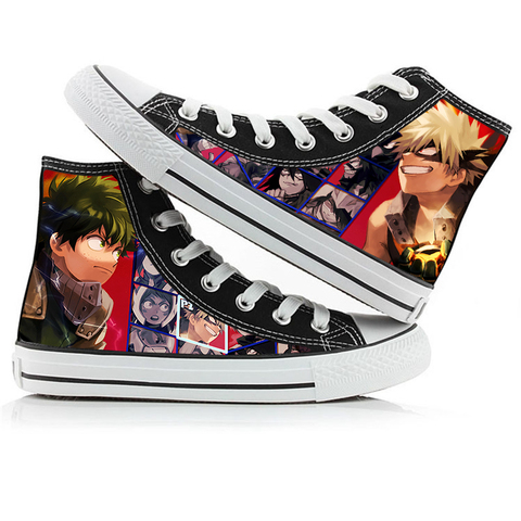 Anime Bakugou Katsuki Print Canvas Shoes My Hero Academia Midoriya Izuku High Top Canvas Sneakers Casual Shoes ► Photo 1/6