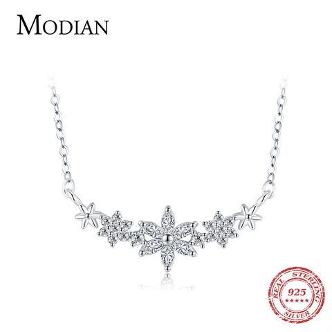 Modian 925 Sterling Silver Dazzling Clear CZ With Daisy Flower Pendant Necklace for Women Link Chain Wedding Engagement Jewelry ► Photo 1/6