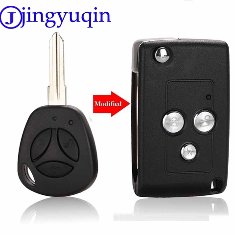 jingyuqin New Design 3 Buttons Modified Flip Folding Car Blank Key Shell For Lada Priora Kalina Remote Case Cover Fob ► Photo 1/6