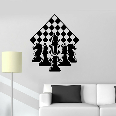 Chess Player Wall Decal Living Room Decoration Piece Chessmen Chessboard Wall Sticker For Office Vinyl Home Interior Decals Y345 ► Photo 1/3
