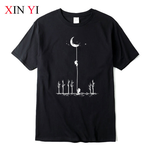XINYI Men's T-shirt Top Quality 100% cotton cool Funny astronaut print casual loose men t shirt o-neck t-shirt men tee shirts ► Photo 1/6