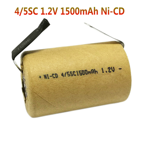 4/5SC 1.2V 1500mAh ni-cd SC Rechargeable Battery Cell for DIY Power Tools Battery Electronic Toys Nicd Battery with welding tabs ► Photo 1/6