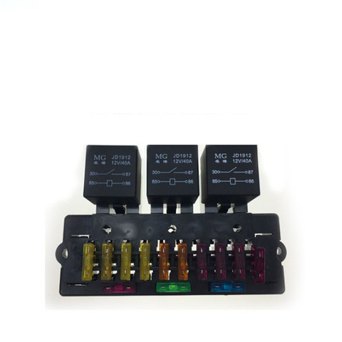 10 way Relay Fuse Relay Box 10-Slot Blade Holder Block Plastic for Motor-Home Automotive Car Accessories with relay and terminal ► Photo 1/5