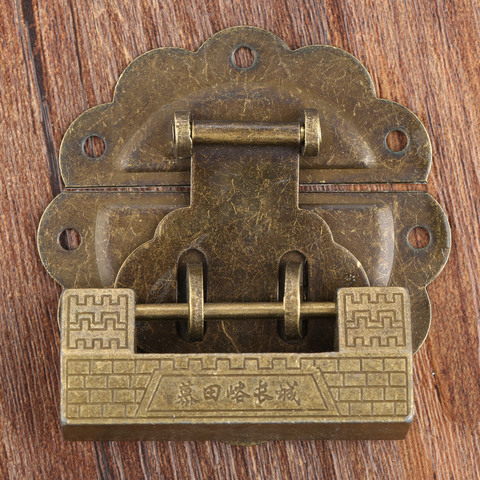Furniture Chinese Old Box Latch Hasp Buckle Clasp and Antique Bronze Lock/Padlock for Cabinet Jewelry Wooden Box Hardware ► Photo 1/6