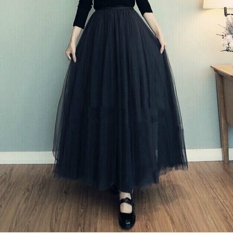 Half length skirt  Spring and Autumn Three-layer Mesh Skirt Pettiskirt Long Skirt Skirt Princess Skirt Large Swing Skirt ► Photo 1/6