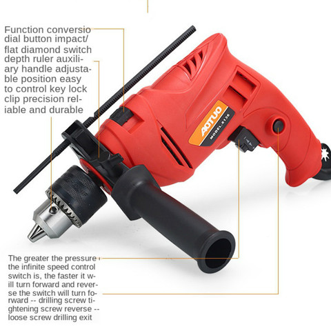 Spot Impulse Electric Drill Multi-function Electric Drill Dual-purpose Hand Electric Drill Multi-function Domestic Impulse Drill ► Photo 1/6