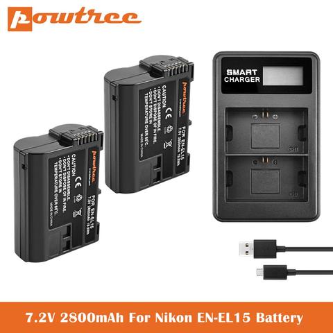 .2V 2800mAh EN-EL15 EN-EL15A Battery Charger For Nikon d750, d7200, d7500, d850, d610, d500, MH-25a, d7200, z6, d810 Batteries ► Photo 1/6