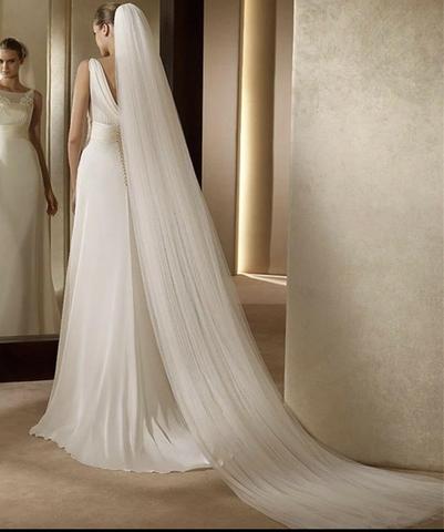 Elegant Bridal Veil With Cut Edge Cathedral Length Two Layers Tulle White/Ivory Hotselling Wedding Veils ► Photo 1/5