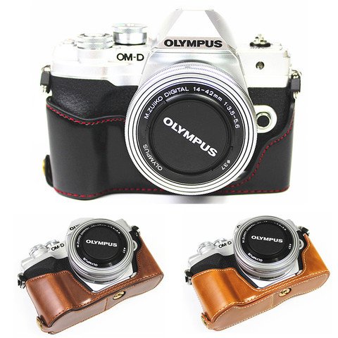 Pu Leather Case Camera Bag Bottom Opening Version Protective Half Body Cover Base For Olympus OMD EM10 OM-D E-M10 Mark IV 4 ► Photo 1/6