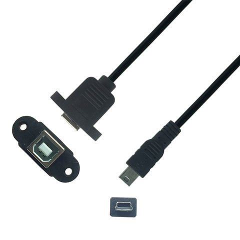 Mini-USB 5pin Mini USB 2.0 Male to USB 2.0 B Type Female Connector Cable 30cm 50cm With Panel Mount Hole USB MINI USB Cable ► Photo 1/2