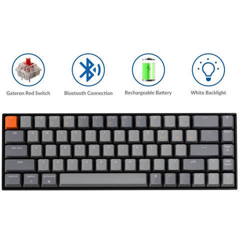 Keychron K6 O 68 Key Wireless Bluetooth USB Computer Mechanical Keyboard, White LED Backlit Gateron Switch for Mac Windows ► Photo 1/6