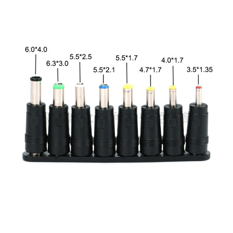 8pcs DC 5.5X 2.1 MM female jack plug adapter Connectors to 6.3 6.0 5.5 4.8 4.0 3.5mm 2.5 2.1 1.7 1.35mm Male Tips power adaptor ► Photo 1/2