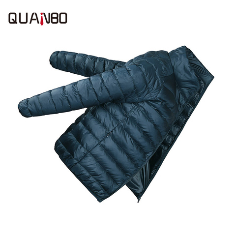 QUANBO 2022 Men's Fashion Casual UltraLight Down Jackets Winter Portability Warm Stand Collor Man Coat Orange Jackets 3XL ► Photo 1/6