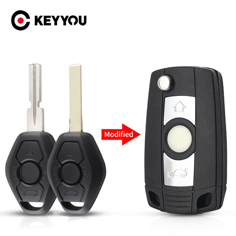 KEYYOU 3 Buttons Remote Flip Key Shell Fob Modified Case For BMW E36 E38 E39 E46 E53 E60 E61 E63 E64 1/3/5/7 Series X3 X5 Z3 Z4 ► Photo 1/6
