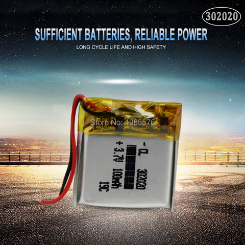 3.7V 100mAh 20*20*3mm lithium-ion li ion Polymer batteries 302022 For Tachograph MP3 GPS Bluetooth earphone Rechargeable Battery ► Photo 1/4