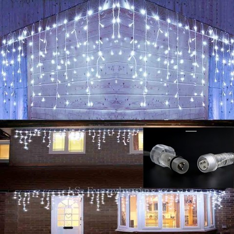 Outdoor Street Garland 5/8/16M Waterproof Connecter Icicle Lights Decors for Yard Eaves Roof Corridor Porch Gazebo UK EU Plug in ► Photo 1/6