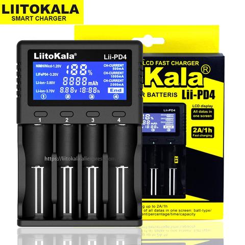 Liitokala Lii-PD4 Lii-500 Lii-500S Lii-PD2 18650 battery charger LCD display 18490 21700 26650 20700 AA AAA etc Test capacity ► Photo 1/6