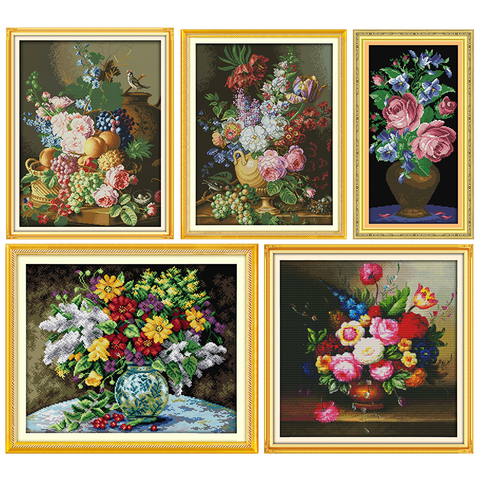 Stamped Cross Stitch Kit Joy Sunday Beautiful Vase Printed 11CT 14CT Counted Cross-stitch Kit Handmade Embroidery Needlework Set ► Photo 1/5