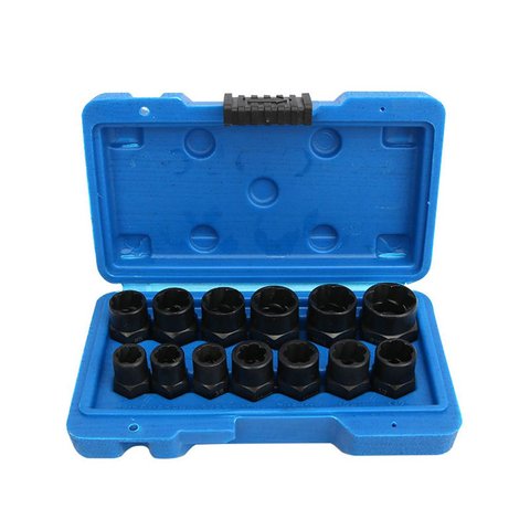 13pcs Damaged Lug Nut Extractor Socket Remover Tools With Storage Box  Hand Tool Sets  Home  DIY With Box ► Photo 1/6