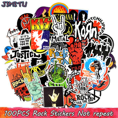 100 PCS Rock Stickers Music Retro Band Graffiti JDM Sticker to DIY Guitar Motorcycle Laptop Luggage Skateboard Car Snowboard ► Photo 1/6