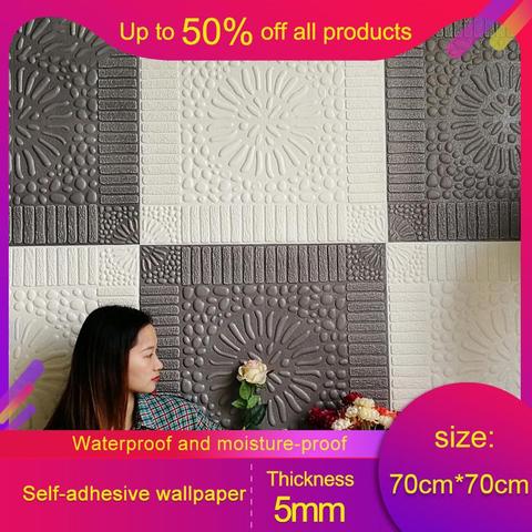 Self Adhesive 3D Brick Wall Stickers Living Waterproof Foam Room Bedroom DIY Adhesive Wallpaper Art 70*70*0.5cm home Wall Decals ► Photo 1/6