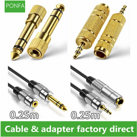 Durable Golden 6.35 Male to 3.5 Female Stereo Adapter Plug Headphone Adapter Plug Terminals Audio Cable Plug ► Photo 1/2
