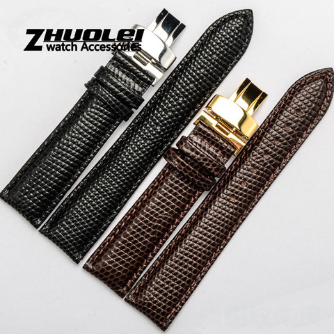 Lizard pattern cow genuine leather watchband 12/14/16/18/20/21/22/24mm Watch Steel folding buckle Band Strap Wrist Belt Bracelet ► Photo 1/6