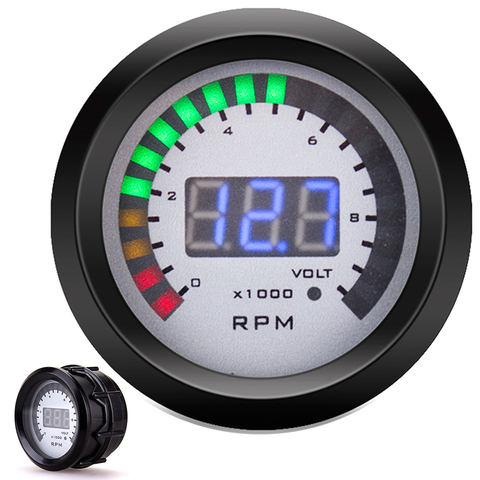 2 in 1 Car Digital Tachometer + Voltmeter 52MM Gauge for 10000 RPM Meter LED Digital Indicator Tacho Gauge Voltage with Pod ► Photo 1/6