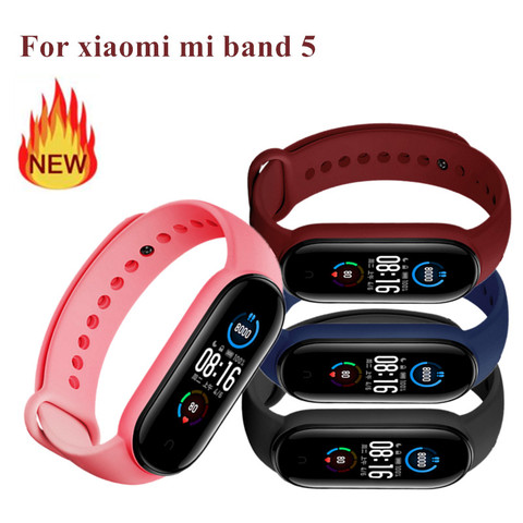 Bracelet For xiaomi mi band 5 strap soft Silicone smart watch Accessories Wristband TPU For xiao mi miband 5 Wrist sport Strap ► Photo 1/6