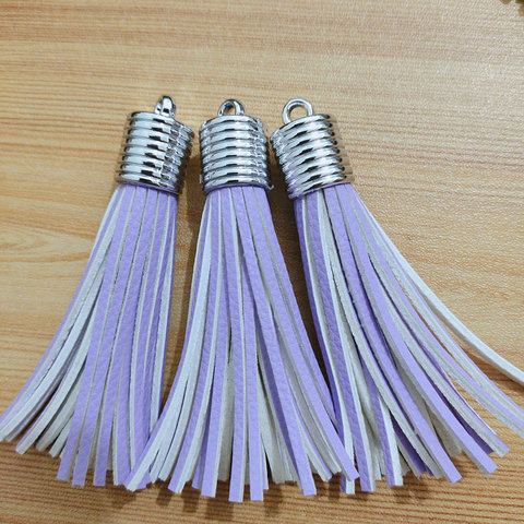 Fashion Suede Leather Tassel Cute Beads DIY Jewelry Accessories Long Pendant For Key chains Earrings Silver Cap Charming Pendant ► Photo 1/6