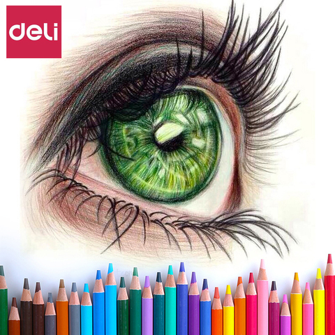 DELI water-soluble color pencil tin box set 24/36/48/72 color student professional sketch drawing pencil ► Photo 1/6