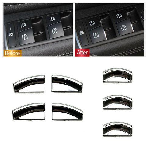 7pcs/Set Hot Sale Button Sticker For Mercedes/Benz E W212 C W204 GLK X204 ML GL W166 X166 Latest car Door Lift Button Stickers ► Photo 1/6
