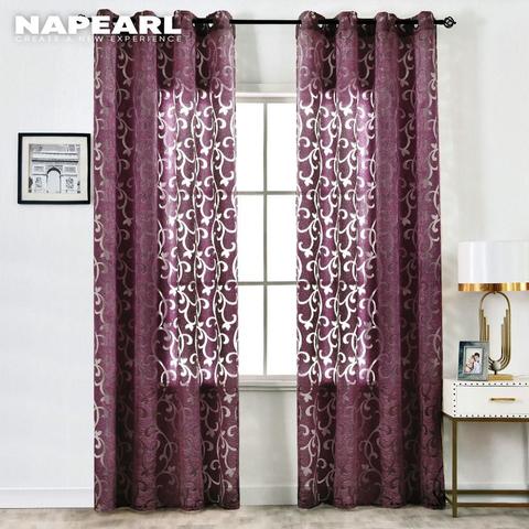 NAPEARL 1 Piece Luxury Fashion Style Semi-blackout Curtains Kitchen Window Living Room Panel Jacquard Fabrics Door Cream White ► Photo 1/6