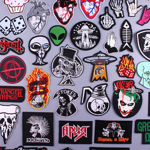 Hippie Patch Iron On Patches On Clothes Punk Rock Fabric Stickers Stripe  Badges Skull Applique Embroidered Patches For Clothing - AliExpress