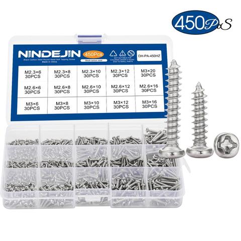 450pcs Ni-plated Cross Recessed Round Pan Head Tapping Screw set M2.3 M2.6 M3 Carbon Steel micro Screws assortment kit ► Photo 1/5