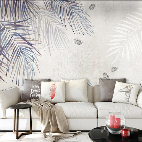 Custom Photo Wall Mural Modern Hand Painted Abstract Art Plant Leaf 3D Bedroom Living Room TV Background Wallpaper Wall Covering ► Photo 1/6