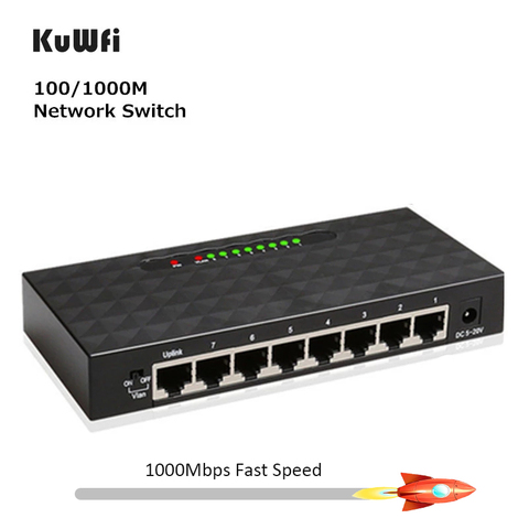 KuWFi 8Port Gigabit Switch Ethernet Smart Switcher High Performance1000Mbps Ethernet Network Switch RJ45 Hub Internet Splitter ► Photo 1/6