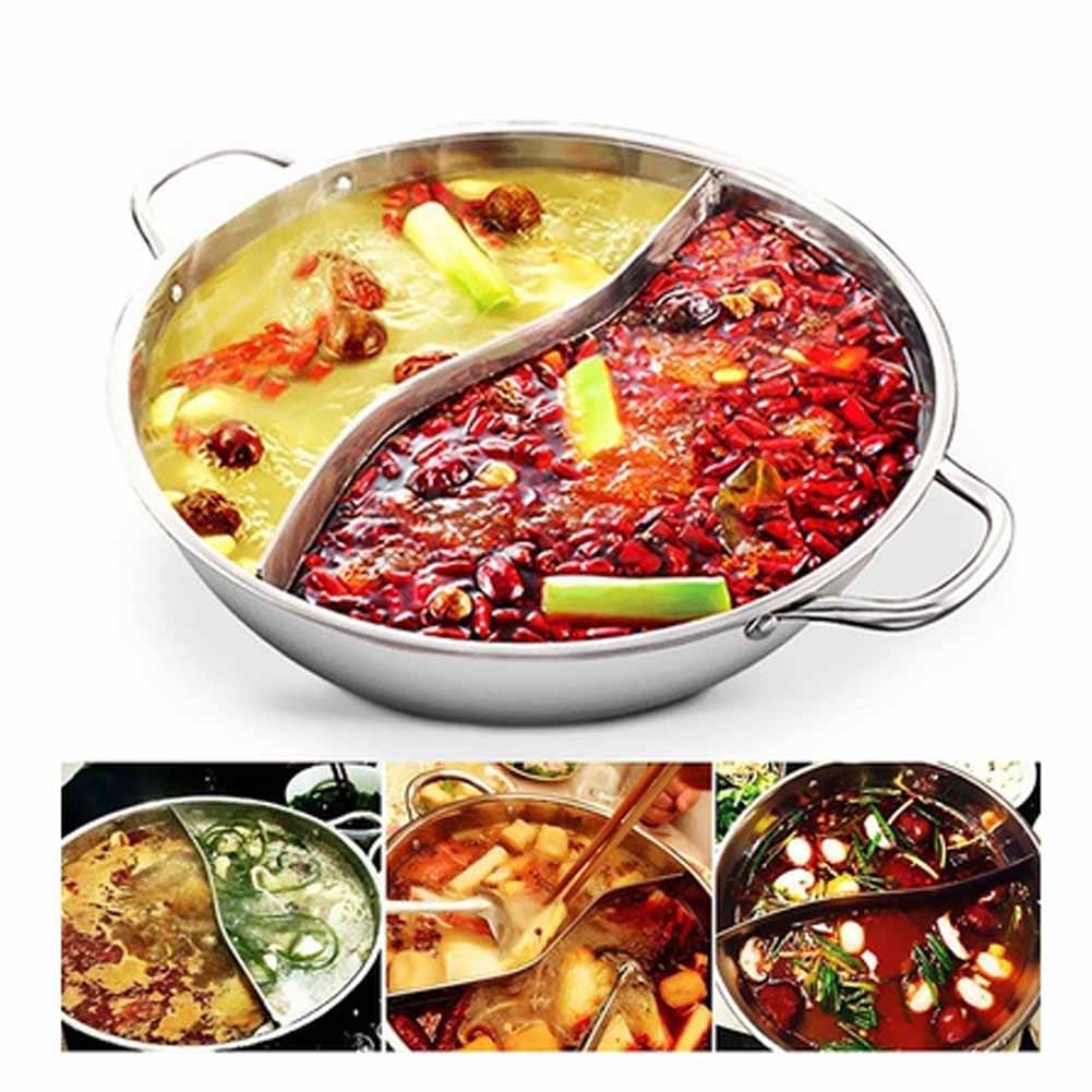 Stainless Steel Divided Hot Pots Fondue Chinese Soup Hotpots Induction  Cooker Cooking Pot Twin Divided Kitchen Accessories - AliExpress