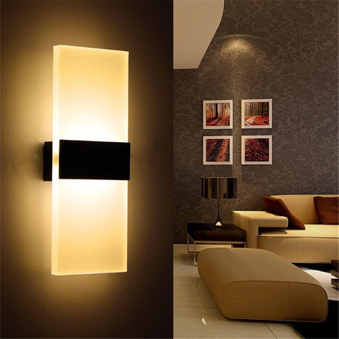 LED wall lamp AC 85-265V indoor simple square lighting lamp home bedroom bedside lamp balcony aisle corridor lamp warm light ► Photo 1/6