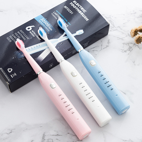 Sonic Rechargeable Electric Toothbrush With 3 Replacement Brush Heads 2 Minutes Timer & 6 Brushing Modes Waterproof Teeth Brush ► Photo 1/6