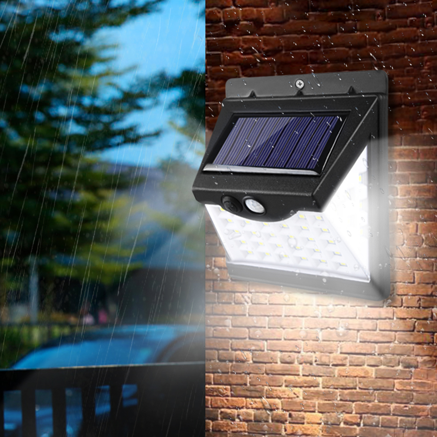 100 LED Solar Power PIR Motion Sensor Wall Lights Outdoor Garden Security Lamps 